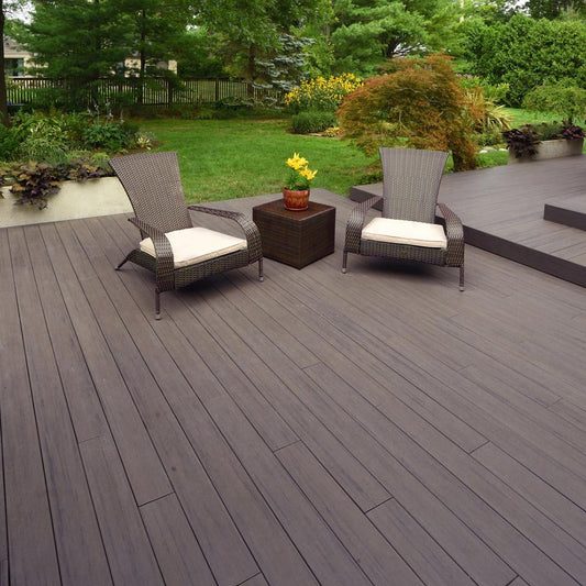 Completed deck with outdoor seating area
