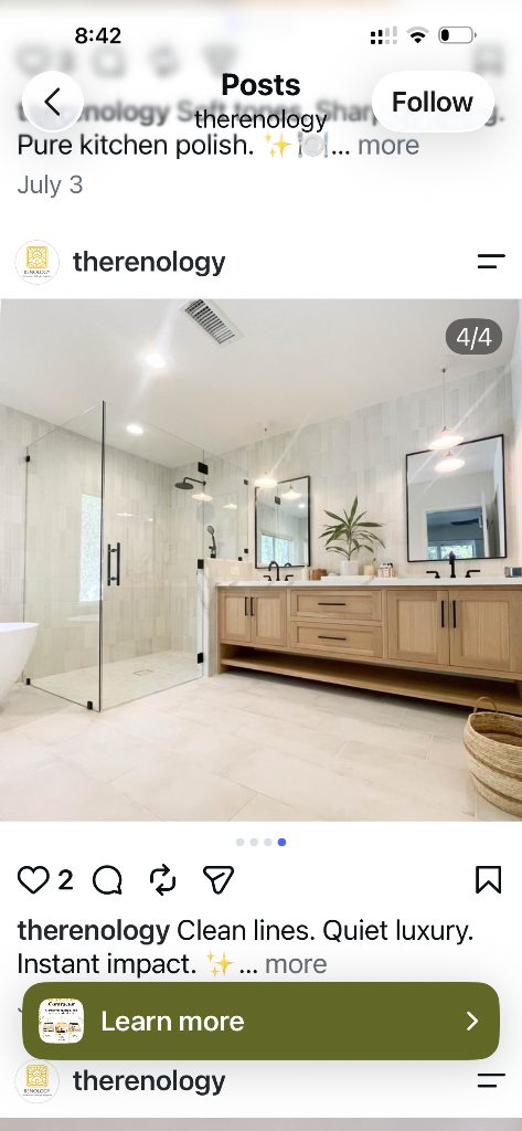 Modern bathroom remodel with custom tile work