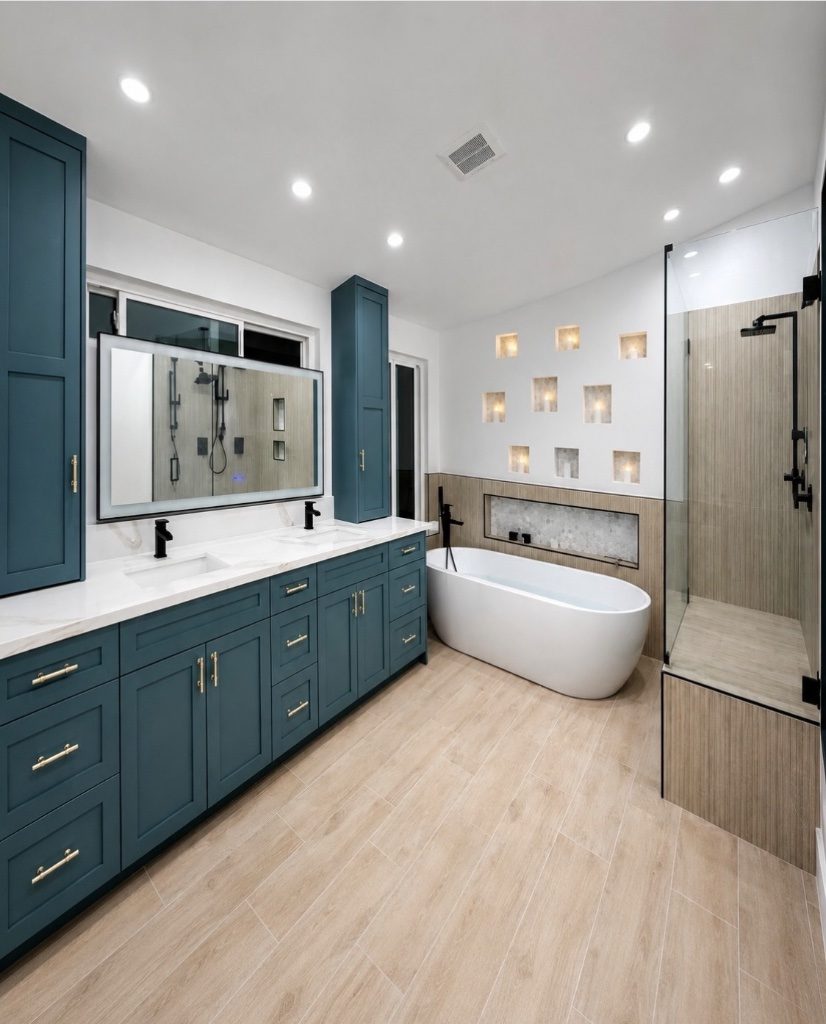 Newly remodeled bathroom with modern vanity