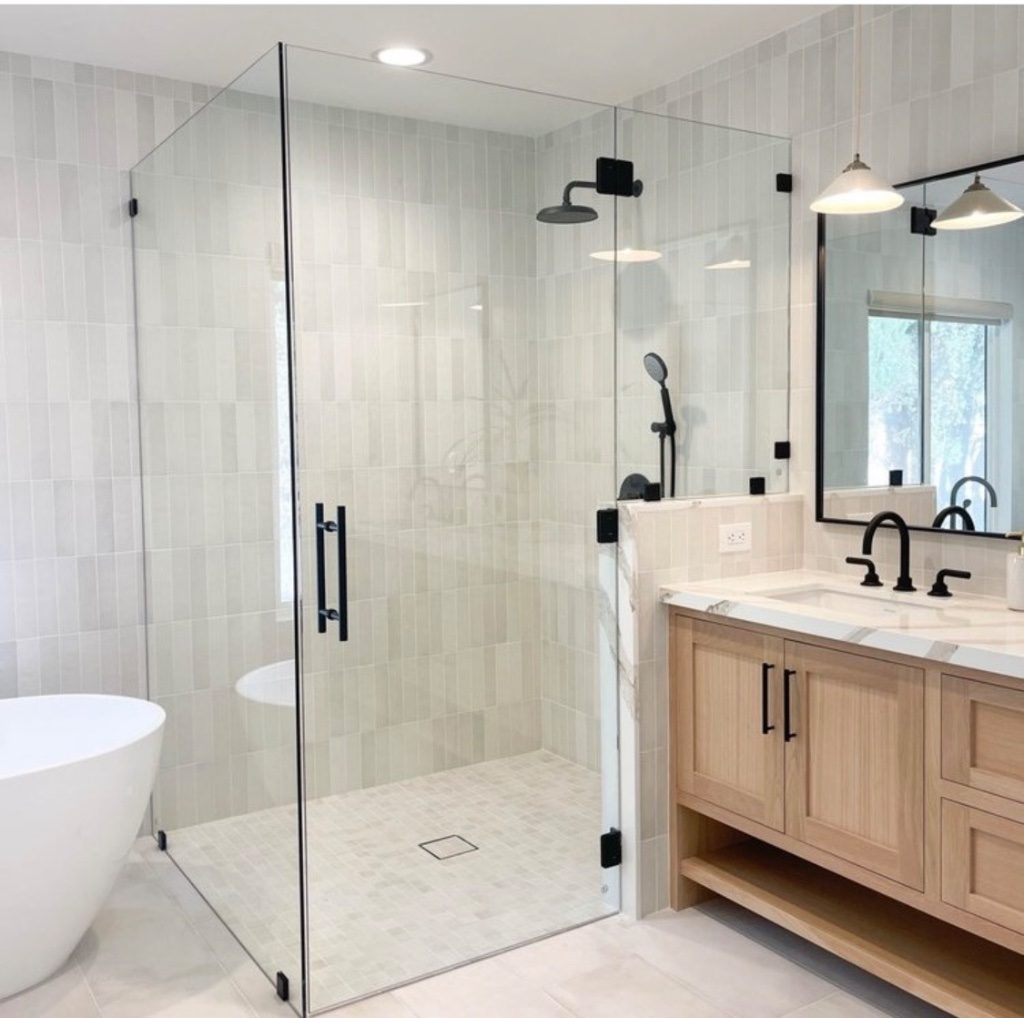 Bathroom remodel with contemporary fixtures