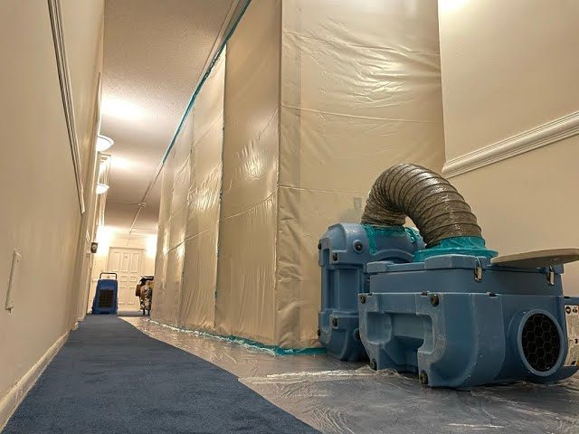 Pressure fit containment barrier setup for HVAC mold remediation service