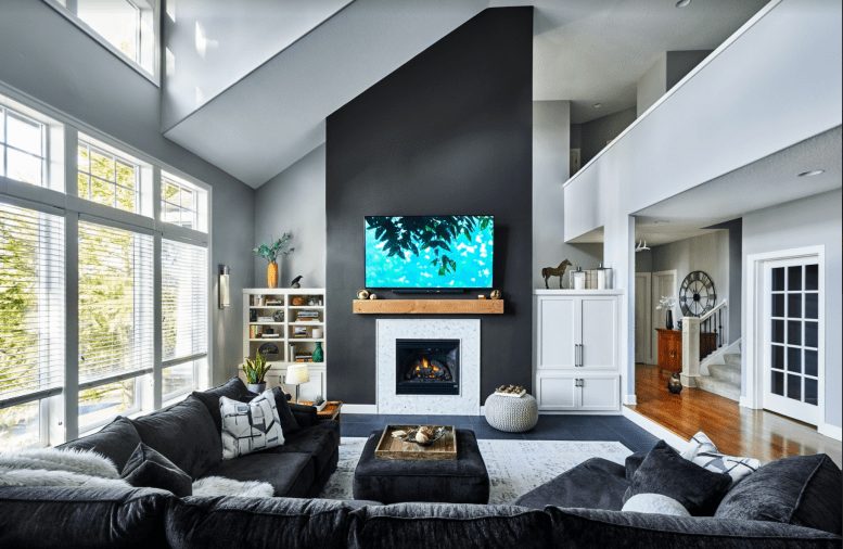 Elegant living area with updated finishes from a complete house renovation